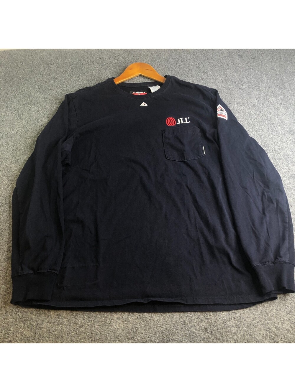 Bulwark FR Shirt Mens L Black Long Sleeve Flame Resistant Work Pocket Tee CAT1